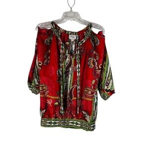 Beige by eci Women's Blouse and Pants Large Top Size 8 Pants Cut out Shoulders‎